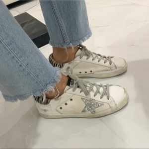 Superstar glitter golden goose sneakers zebra